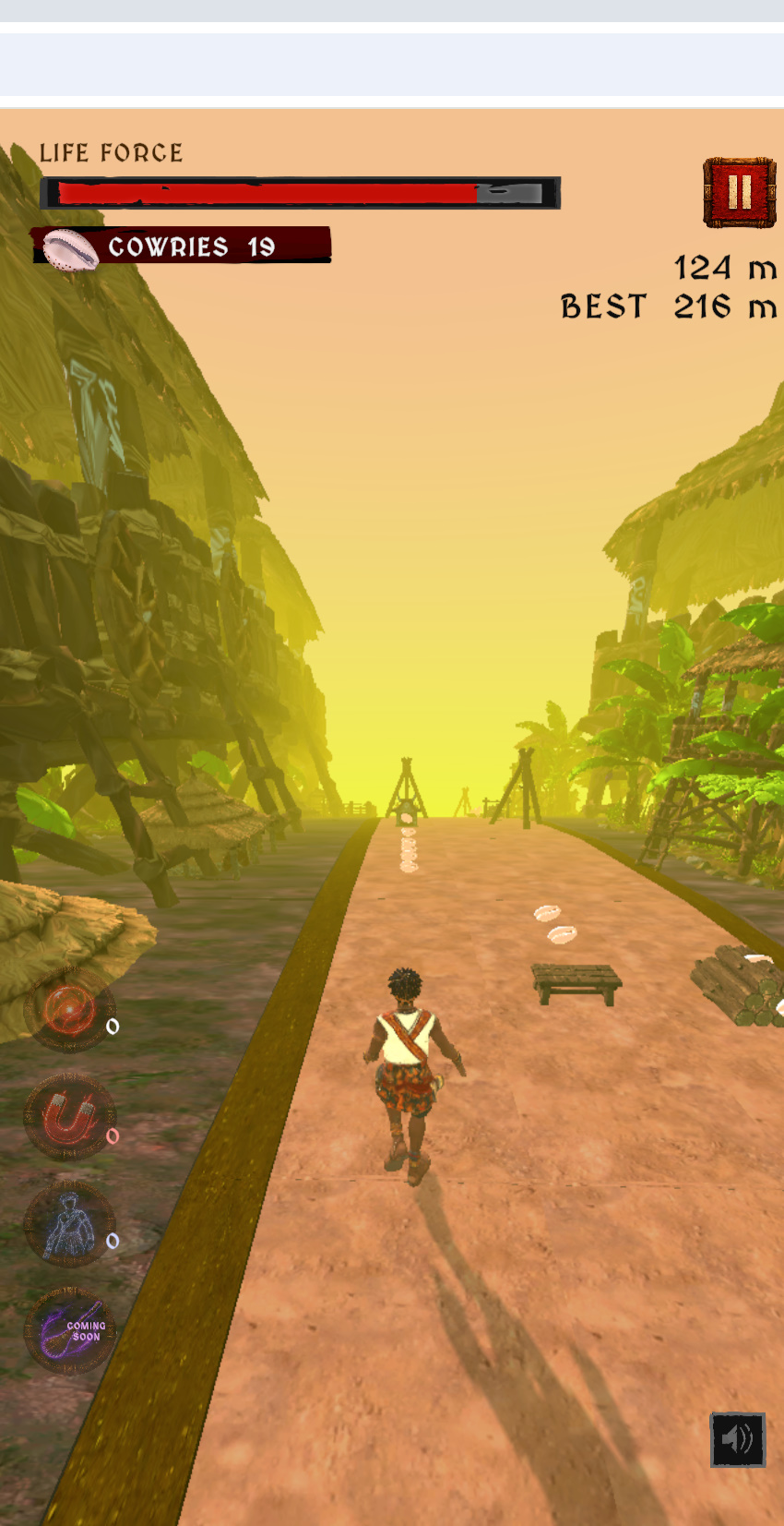 Kesi running through the Savanna Run village